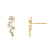 14K Yellow Gold Bezel Set CZ Ear Climber
